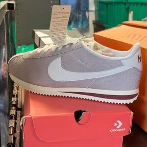 Nike Light Gray and White Classic Sneakers